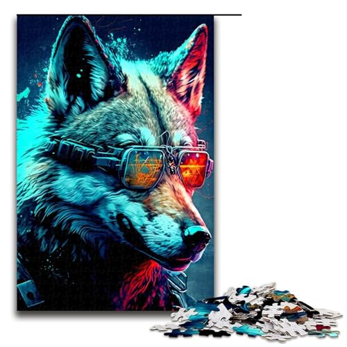Puzzle für Erwachsene 1000 Teile Wolfspuzzle Spiele Spielzeug Geschenk geeignet für die Schreibtischdekoration 75 x 50 cm von QSYFNBZL