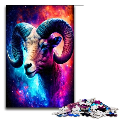 Puzzle für Erwachsene 1000 Teile Ziegenspielzeug intellektuelles Spiel ganze Familie 75 x 50 cm von QSYFNBZL