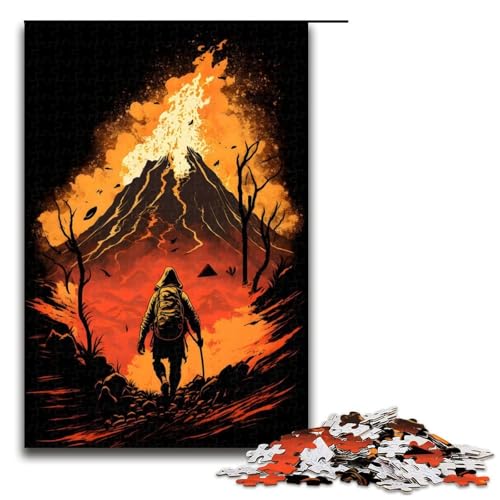Puzzle für Erwachsene 1000 Teile ausbrechender Vulkanjäger Geburtstagsgeschenk für Teenager ab 14 Jahren 75 x 50 cm von QSYFNBZL
