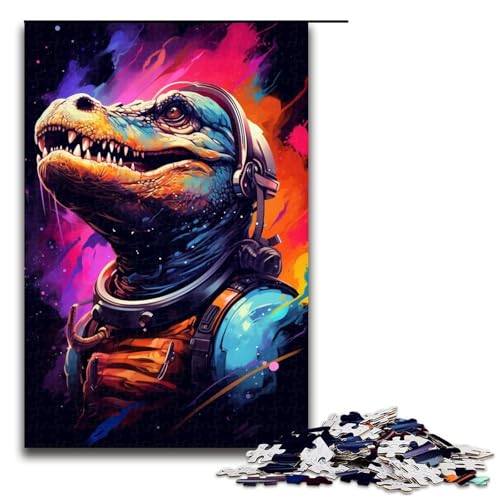 Puzzle für Erwachsene 1000 Teile brüllender Weltraum Dinosaurier Puzzlespiel Spielzeug lustig 75 x 50 cm von QSYFNBZL