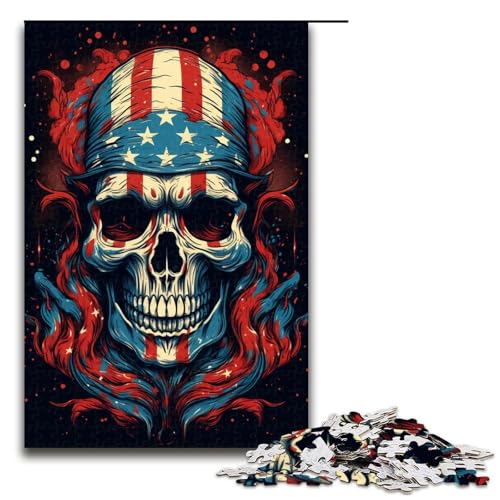 Puzzle für Erwachsene 1000 Teile bunt Psychedelischer Totenkopf und Amerika Heimdekoration Puzzle Spielzeug Geschenk für die ganze Familie 75 x 50 cm von QSYFNBZL