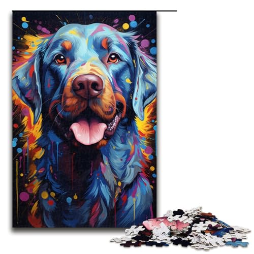 Puzzle für Erwachsene 1000 Teile bunt psychedelisch für Hunde DIY Puzzle Spielzeug tolle Geschenke zu Weihnachten für Teenager ab 14 Jahren 75 x 50 cm von QSYFNBZL