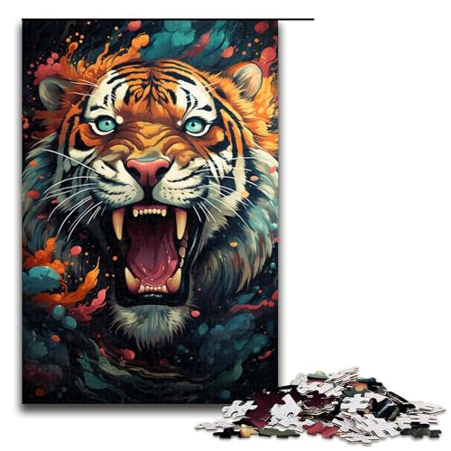 Puzzle für Erwachsene 1000 Teile bunter Psychedelischer Tiger Holzpuzzle Lernspielzeug Familienspiele 75 x 50 cm Puzzle für Erwachsene 1000 Teile bunter Psychedelischer Tiger Holzpuzzle Lernspielzeug Familienspiele 75 x 50 cm von QSYFNBZL
