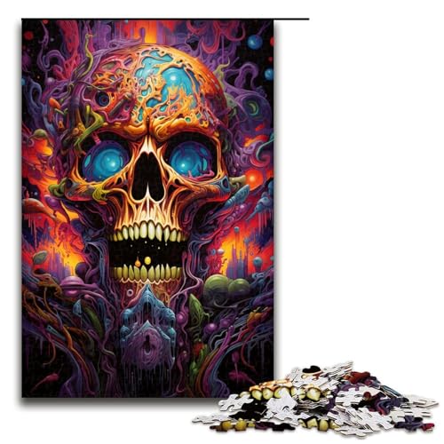 Puzzle für Erwachsene 1000 Teile bunter Psychedelischer Totenkopf Holzpuzzle Lernspielzeug Familienspiele 75 x 50 cm Puzzle für Erwachsene 1000 Teile bunter Psychedelischer Totenkopf Holzpuzzle Lernspielzeug Familienspiele 75 x 50 cm von QSYFNBZL