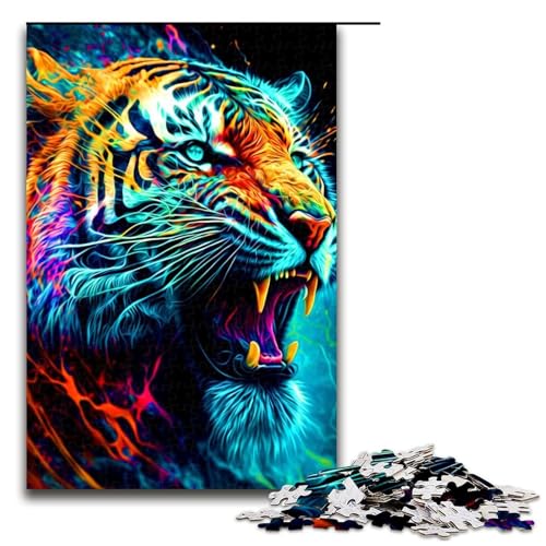 Puzzle für Erwachsene 1000 Teile bunter Tiger. Holzpuzzle Lernspielzeug Familienspiele 75 x 50 cm Puzzle für Erwachsene 1000 Teile bunter Tiger. Holzpuzzle Lernspielzeug Familienspiele 75 x 50 cm von QSYFNBZL