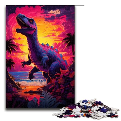 Puzzle für Erwachsene 1000 Teile bunter Tyrannosaurus Rex aus der Zukunft Puzzle für Erwachsene Holzspiele für die ganze Familie Weihnachts und Geburtstagsgeschenke 75 x 50 cm von QSYFNBZL