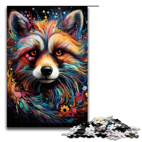 Puzzle für Erwachsene 1000 Teile bunter Waschbär Holzpuzzle Lernspielzeug Familienspiele 75 x 50 cm Puzzle für Erwachsene 1000 Teile bunter Waschbär Holzpuzzle Lernspielzeug Familienspiele 75 x 50 cm von QSYFNBZL