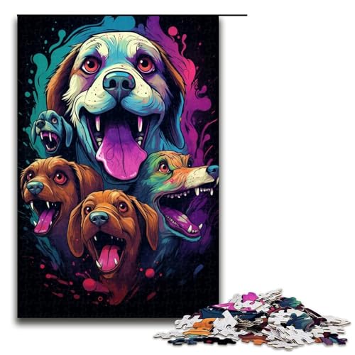 Puzzle für Erwachsene 1000 Teile buntes Hunde Puzzle Lernspiele für Zuhause DIY Spielzeug tolles Geschenk für Spiele 75 x 50 cm von QSYFNBZL