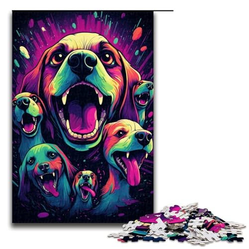 Puzzle für Erwachsene 1000 Teile buntes Hundepuzzle für Erwachsene Holzspiele für die ganze Familie Weihnachts und Geburtstagsgeschenke 75 x 50 cm von QSYFNBZL