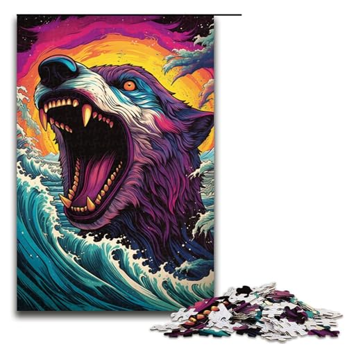 Puzzle für Erwachsene 1000 Teile buntes Wolf Puzzle Kunstwerk Geburtstagsgeschenk Wandkunst 75 x 50 cm von QSYFNBZL