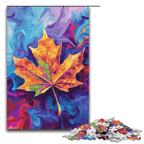 Puzzle für Erwachsene 1000 Teile buntes psychedelisches Ahornblatt Puzzle für Erwachsene Holzspiele für die ganze Familie Weihnachts und Geburtstagsgeschenke 75 x 50 cm Puzzle für Erwachsene 1000 Teile buntes psychedelisches Ahornblatt Puzzle für Erwachsene Holzspiele für die ganze Familie Weihnachts und Geburtstagsgeschenke 75 x 50 cm von QSYFNBZL