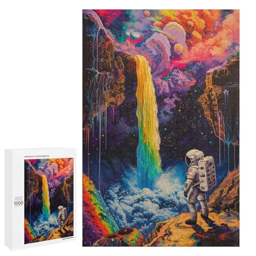 Puzzle für Erwachsene 1000 Teile buntes psychedelisches Astronauten Puzzle für Erwachsene Holzspiele für die ganze Familie Weihnachts und Geburtstagsgeschenke 75 x 50 cm von QSYFNBZL