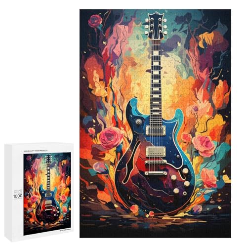 Puzzle für Erwachsene 1000 Teile buntes psychedelisches E Gitarren Puzzle für Erwachsene Holzspiele für die ganze Familie Weihnachts und Geburtstagsgeschenke 75 x 50 cm von QSYFNBZL