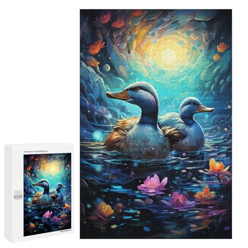 Puzzle für Erwachsene 1000 Teile buntes psychedelisches Enten Puzzle für Erwachsene Holzspiele für die ganze Familie Weihnachts und Geburtstagsgeschenke 75 x 50 cm von QSYFNBZL