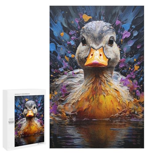Puzzle für Erwachsene 1000 Teile buntes psychedelisches Ententier Puzzle Lernspiele für Zuhause DIY Spielzeug tolles Geschenk für Spiele 75 x 50 cm von QSYFNBZL