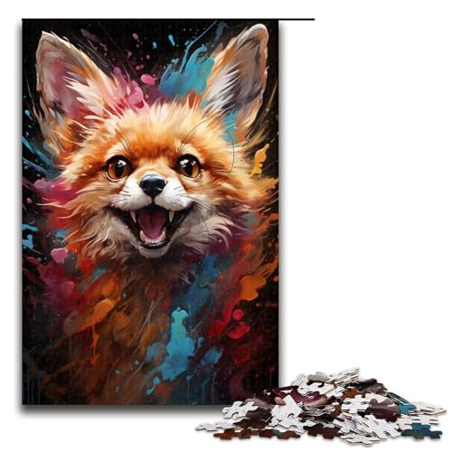 Puzzle für Erwachsene 1000 Teile buntes psychedelisches Fuchsgemälde DIY Puzzle Spielzeug tolle Geschenke zu Weihnachten für Teenager ab 14 Jahren 75 x 50 cm von QSYFNBZL