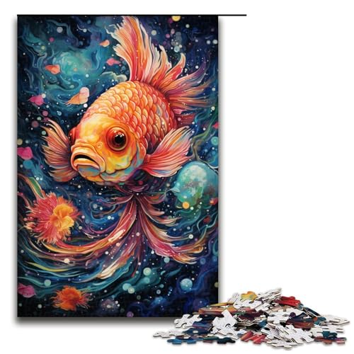 Puzzle für Erwachsene 1000 Teile buntes psychedelisches Galaxie Goldfisch Puzzle für Erwachsene Holzspiele für die ganze Familie Weihnachts und Geburtstagsgeschenke 75 x 50 cm von QSYFNBZL