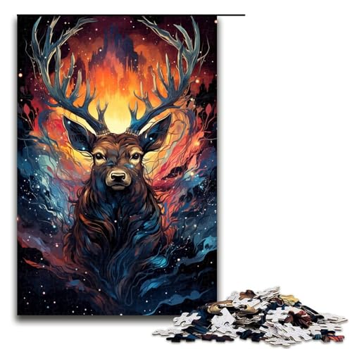 Puzzle für Erwachsene 1000 Teile buntes psychedelisches Galaxie Hirsch Puzzle für Erwachsene Holzspiele für die ganze Familie Weihnachts und Geburtstagsgeschenke 75 x 50 cm Puzzle für Erwachsene 1000 Teile buntes psychedelisches Galaxie Hirsch Puzzle für Erwachsene Holzspiele für die ganze Familie Weihnachts und Geburtstagsgeschenke 75 x 50 cm von QSYFNBZL