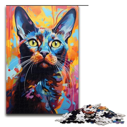 Puzzle für Erwachsene 1000 Teile buntes psychedelisches Gemälde Einer Burma Katze Puzzle für Erwachsene Holzspiele für die ganze Familie Weihnachts und Geburtstagsgeschenke 75 x 50 cm Puzzle für Erwachsene 1000 Teile buntes psychedelisches Gemälde Einer Burma Katze Puzzle für Erwachsene Holzspiele für die ganze Familie Weihnachts und Geburtstagsgeschenke 75 x 50 cm von QSYFNBZL