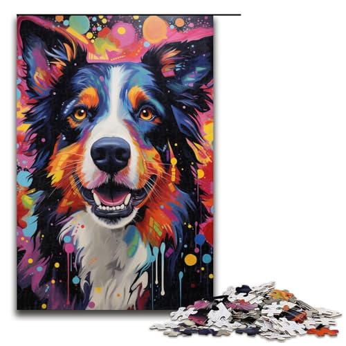 Puzzle für Erwachsene 1000 Teile buntes psychedelisches Gemälde eines Collie Hundes Puzzle für Erwachsene Holzspiele für die ganze Familie Weihnachts und Geburtstagsgeschenke 75 x 50 cm Puzzle für Erwachsene 1000 Teile buntes psychedelisches Gemälde eines Collie Hundes Puzzle für Erwachsene Holzspiele für die ganze Familie Weihnachts und Geburtstagsgeschenke 75 x 50 cm von QSYFNBZL