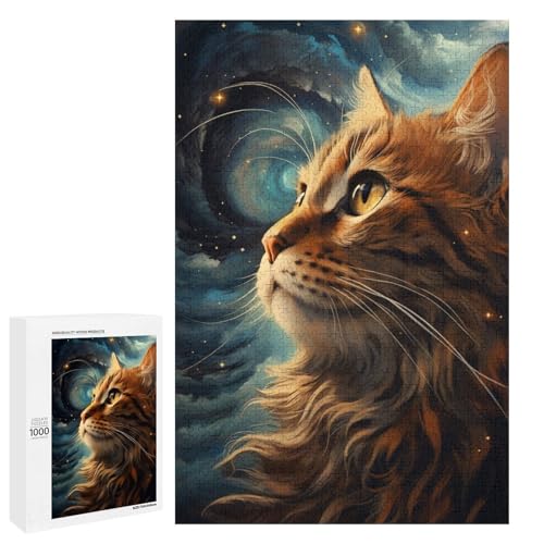 Puzzle für Erwachsene 1000 Teile buntes psychedelisches Katzen Puzzle Spiele Spielzeug Geschenk geeignet als Schreibtischdekoration 75 x 50 cm von QSYFNBZL