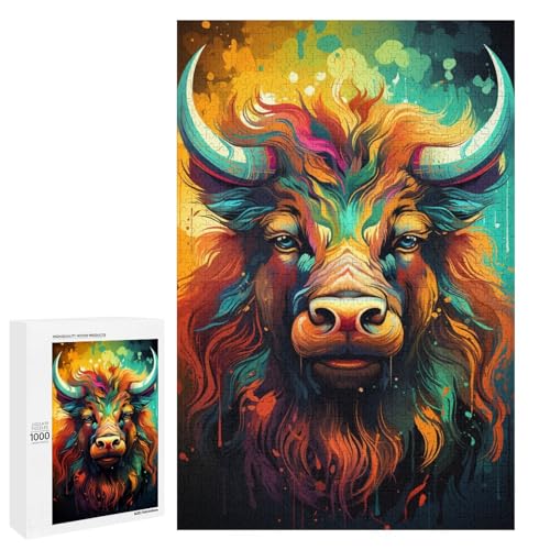 Puzzle für Erwachsene 1000 Teile buntes psychedelisches Kuh Puzzle Lernspiele für Zuhause DIY Spielzeug tolles Geschenk für Spiele 75 x 50 cm von QSYFNBZL