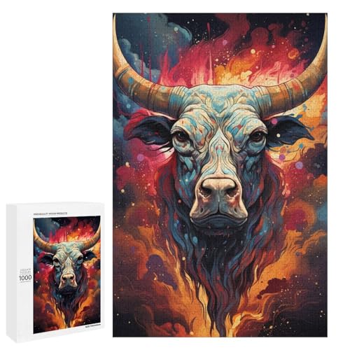 Puzzle für Erwachsene 1000 Teile buntes psychedelisches Kuh Puzzle Spielspielzeug lustig 75 x 50 cm von QSYFNBZL