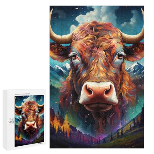 Puzzle für Erwachsene 1000 Teile buntes psychedelisches Kuh Puzzle für Lernspiele Herausforderungsspielzeug einzigartige Heimdekoration und Geschenke 75 x 50 cm von QSYFNBZL