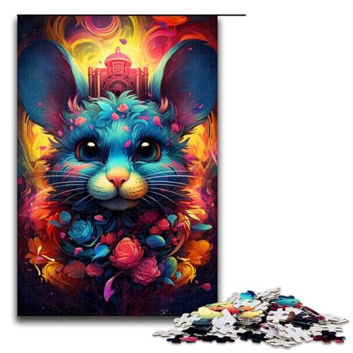 Puzzle für Erwachsene 1000 Teile buntes psychedelisches Maus Puzzle für Erwachsene Holzspiele für die ganze Familie Weihnachts und Geburtstagsgeschenke 75 x 50 cm von QSYFNBZL