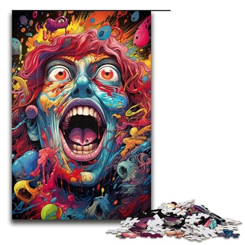 Puzzle für Erwachsene 1000 Teile buntes psychedelisches Monster Puzzle für Erwachsene Holzspiele für die ganze Familie Weihnachts und Geburtstagsgeschenke 75 x 50 cm von QSYFNBZL