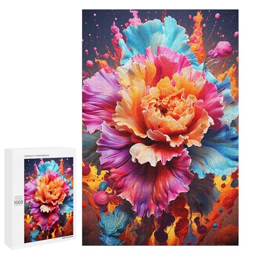 Puzzle für Erwachsene 1000 Teile buntes psychedelisches Nelkenspielzeug intellektuelles Spiel ganze Familie 75 x 50 cm von QSYFNBZL