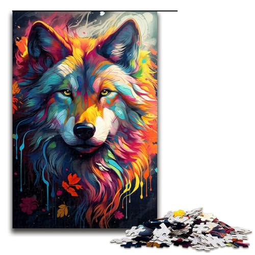 Puzzle für Erwachsene 1000 Teile buntes psychedelisches Neonwolf Puzzle für Erwachsene Holzspiele für die ganze Familie Weihnachts und Geburtstagsgeschenke 75 x 50 cm Puzzle für Erwachsene 1000 Teile buntes psychedelisches Neonwolf Puzzle für Erwachsene Holzspiele für die ganze Familie Weihnachts und Geburtstagsgeschenke 75 x 50 cm von QSYFNBZL