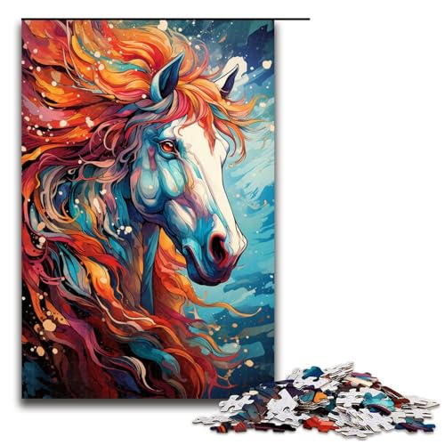Puzzle für Erwachsene 1000 Teile buntes psychedelisches Pferde Puzzle für Kinder Holzpuzzle dekomprimierendes intellektuelles Lernspielzeug 75 x 50 cm Puzzle für Erwachsene 1000 Teile buntes psychedelisches Pferde Puzzle für Kinder Holzpuzzle dekomprimierendes intellektuelles Lernspielzeug 75 x 50 cm von QSYFNBZL