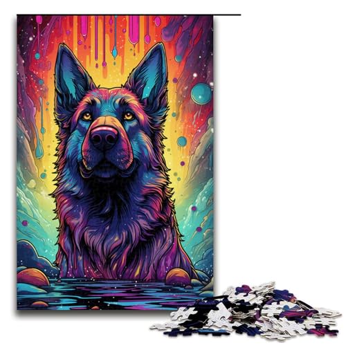 Puzzle für Erwachsene 1000 Teile buntes psychedelisches Puzzle mit deutschem Schäferhund für Erwachsene Holzspiele für die ganze Familie Weihnachts und Geburtstagsgeschenke 75 x 50 cm Puzzle für Erwachsene 1000 Teile buntes psychedelisches Puzzle mit deutschem Schäferhund für Erwachsene Holzspiele für die ganze Familie Weihnachts und Geburtstagsgeschenke 75 x 50 cm von QSYFNBZL