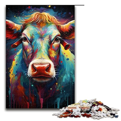 Puzzle für Erwachsene 1000 Teile buntes psychedelisches Regenbogen Kuh Puzzle für Erwachsene Holzspiele für die ganze Familie Weihnachts und Geburtstagsgeschenke 75 x 50 cm Puzzle für Erwachsene 1000 Teile buntes psychedelisches Regenbogen Kuh Puzzle für Erwachsene Holzspiele für die ganze Familie Weihnachts und Geburtstagsgeschenke 75 x 50 cm von QSYFNBZL