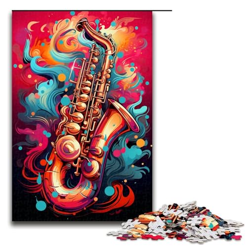 Puzzle für Erwachsene 1000 Teile buntes psychedelisches Saxophon Puzzle für Erwachsene Holzspiele für die ganze Familie Weihnachts und Geburtstagsgeschenke 75 x 50 cm Puzzle für Erwachsene 1000 Teile buntes psychedelisches Saxophon Puzzle für Erwachsene Holzspiele für die ganze Familie Weihnachts und Geburtstagsgeschenke 75 x 50 cm von QSYFNBZL