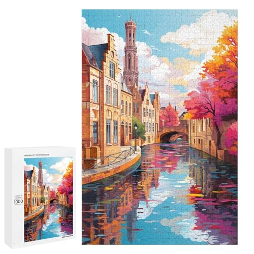 Puzzle für Erwachsene 1000 Teile buntes psychedelisches Stadtpuzzle für Erwachsene Holzspiele für die ganze Familie Weihnachts und Geburtstagsgeschenke 75 x 50 cm von QSYFNBZL