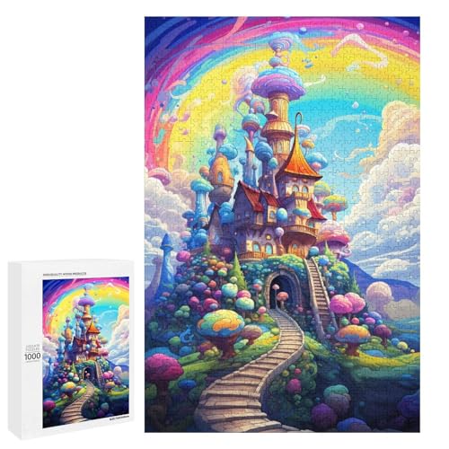 Puzzle für Erwachsene 1000 Teile buntes psychedelisches Süßigkeitenschloss Puzzle für Erwachsene Holzspiele für die ganze Familie Weihnachts und Geburtstagsgeschenke 75 x 50 cm von QSYFNBZL