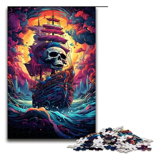 Puzzle für Erwachsene 1000 Teile buntes psychedelisches Totenkopf Piratenschiff Puzzle für Erwachsene Holzspiele für die ganze Familie Weihnachts und Geburtstagsgeschenke 75 x 50 cm Puzzle für Erwachsene 1000 Teile buntes psychedelisches Totenkopf Piratenschiff Puzzle für Erwachsene Holzspiele für die ganze Familie Weihnachts und Geburtstagsgeschenke 75 x 50 cm von QSYFNBZL