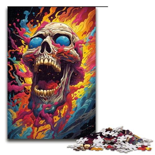 Puzzle für Erwachsene 1000 Teile buntes psychedelisches Totenkopfmonster lustiges Familienpuzzle tolles Geschenk für Teenager ab 14 Jahren 75 x 50 cm von QSYFNBZL