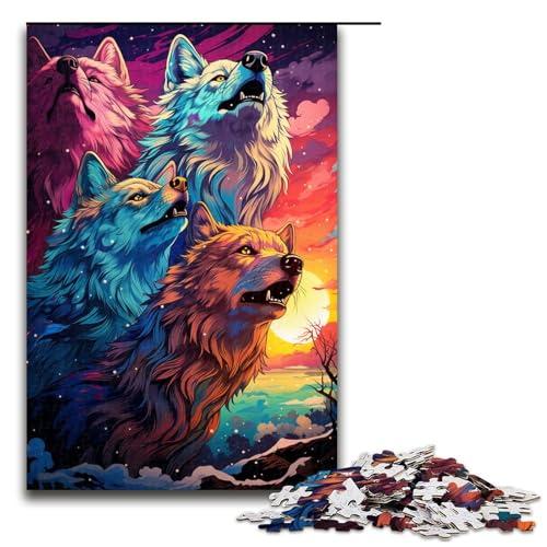 Puzzle für Erwachsene 1000 Teile buntes psychedelisches Wölfe Puzzle für Erwachsene Holzspiele für die ganze Familie Weihnachts und Geburtstagsgeschenke 75 x 50 cm Puzzle für Erwachsene 1000 Teile buntes psychedelisches Wölfe Puzzle für Erwachsene Holzspiele für die ganze Familie Weihnachts und Geburtstagsgeschenke 75 x 50 cm von QSYFNBZL