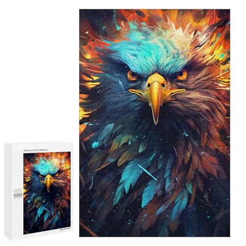 Puzzle für Erwachsene 1000 Teile farbenfroh Psychedelischer Adler 14 Spielzeug intellektuelles Spiel ganze Familie 75 x 50 cm von QSYFNBZL