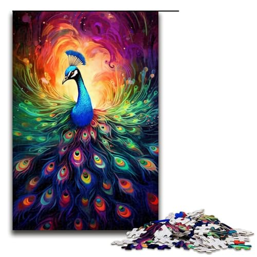 Puzzle für Erwachsene 1000 Teile farbenfroh Psychedelischer Pfau Puzzle Spielspielzeug lustig 75 x 50 cm von QSYFNBZL