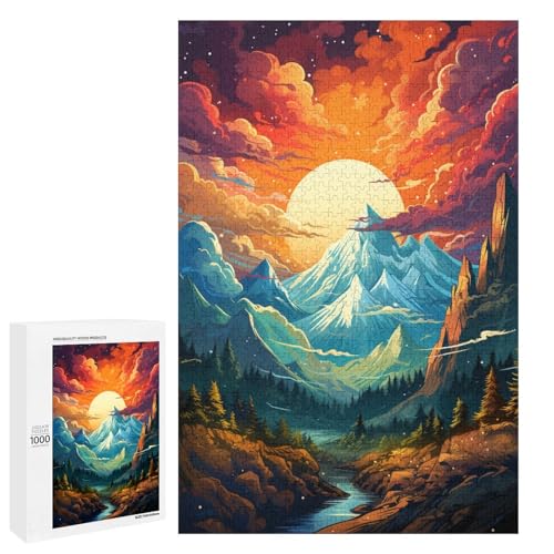 Puzzle für Erwachsene 1000 Teile farbenfroh psychedelisch Aurora Sonnenuntergang Berge Puzzle für Kinder Holzpuzzle dekomprimierend intellektuelles Lernspielzeug 75 x 50 cm Puzzle für Erwachsene 1000 Teile farbenfroh psychedelisch Aurora Sonnenuntergang Berge Puzzle für Kinder Holzpuzzle dekomprimierend intellektuelles Lernspielzeug 75 x 50 cm von QSYFNBZL