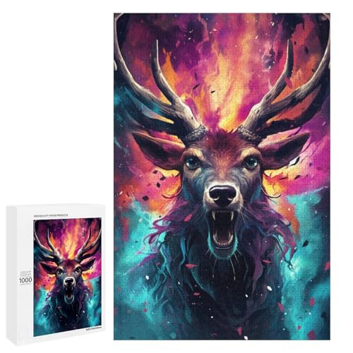 Puzzle für Erwachsene 1000 Teile farbenfroh psychedelisch Elch Puzzle Spielspielzeug lustig 75 x 50 cm Puzzle für Erwachsene 1000 Teile farbenfroh psychedelisch Elch Puzzle Spielspielzeug lustig 75 x 50 cm von QSYFNBZL