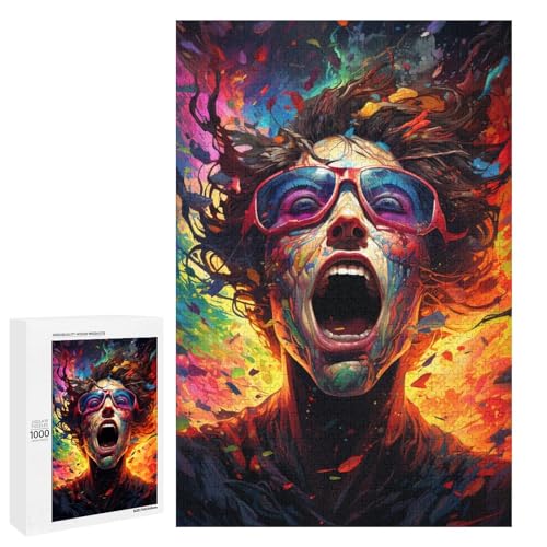 Puzzle für Erwachsene 1000 Teile farbenfroh psychedelisch Fantasie Puzzle Spielspielzeug lustig 75 x 50 cm von QSYFNBZL