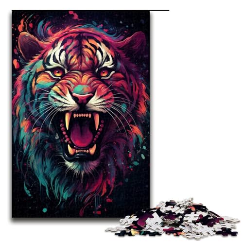 Puzzle für Erwachsene 1000 Teile farbenfroh psychedelisch Galaxie Tiger Puzzle Spielspielzeug lustig 75 x 50 cm von QSYFNBZL