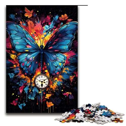 Puzzle für Erwachsene 1000 Teile farbenfroh psychedelisch Psychedelischer Schmetterling lustiges Familienpuzzle tolles Geschenk für Teenager ab 14 Jahren 75 x 50 cm von QSYFNBZL