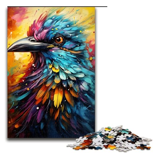 Puzzle für Erwachsene 1000 Teile farbenfroh psychedelisch Regenbogenvogel Puzzle Spielspielzeug lustig 75 x 50 cm von QSYFNBZL