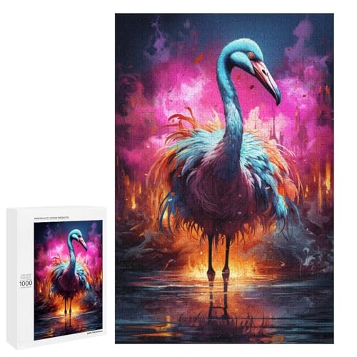 Puzzle für Erwachsene 1000 Teile farbenfroh psychedelisch Tier Flamingo Puzzle Spiel Spielzeug lustig 75 x 50 cm von QSYFNBZL